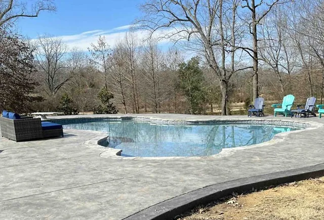 Stamped-concrete patio